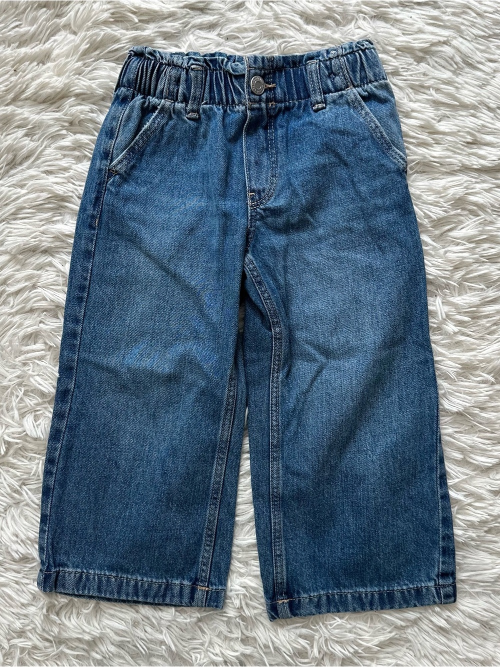 H&M Girls Size 4T Wide Leg Jeans Blue Denim Elastic Waist